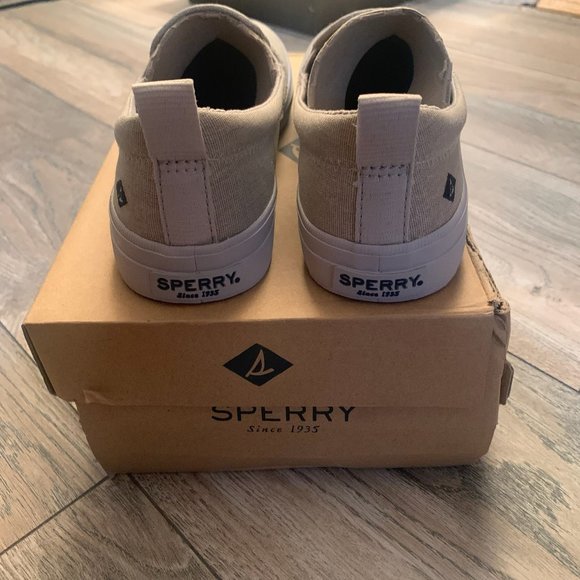 NWT SPERRY TOP SIDER WOMEN'S CREST TWIN GORE GREY LINEN CANVAS SNEAKER 5.5 - Picture 12 of 12